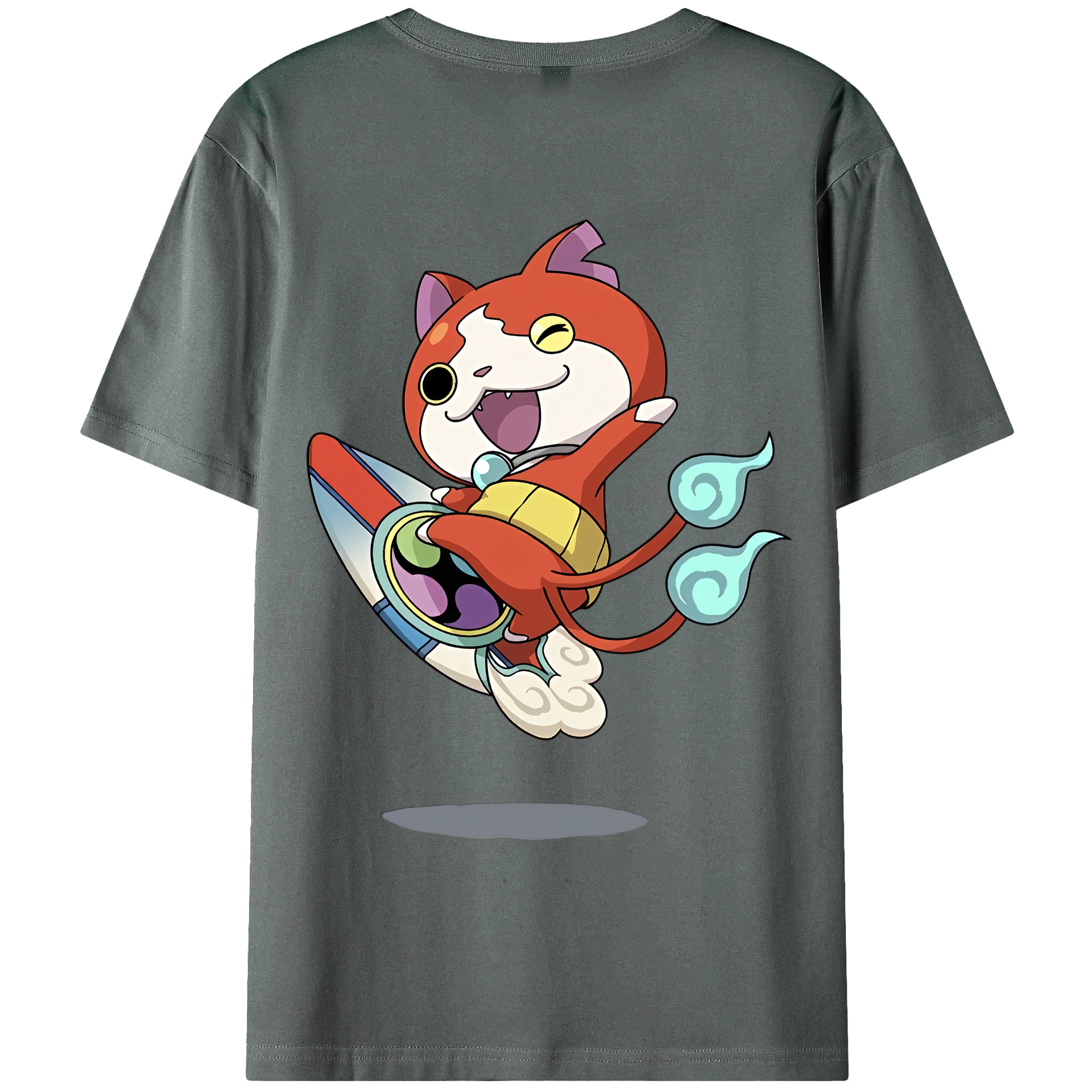 （画像用） 妖怪ウォッチ Yo-kai Watch 綿100％ メンズ半袖Tシャツ（バックプリント） 通気性